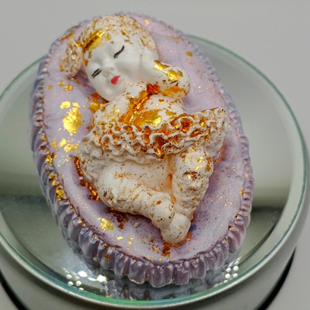 Gold and White Textured Sculpture